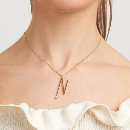 Type Letter N Pendant Necklace - Mimi So