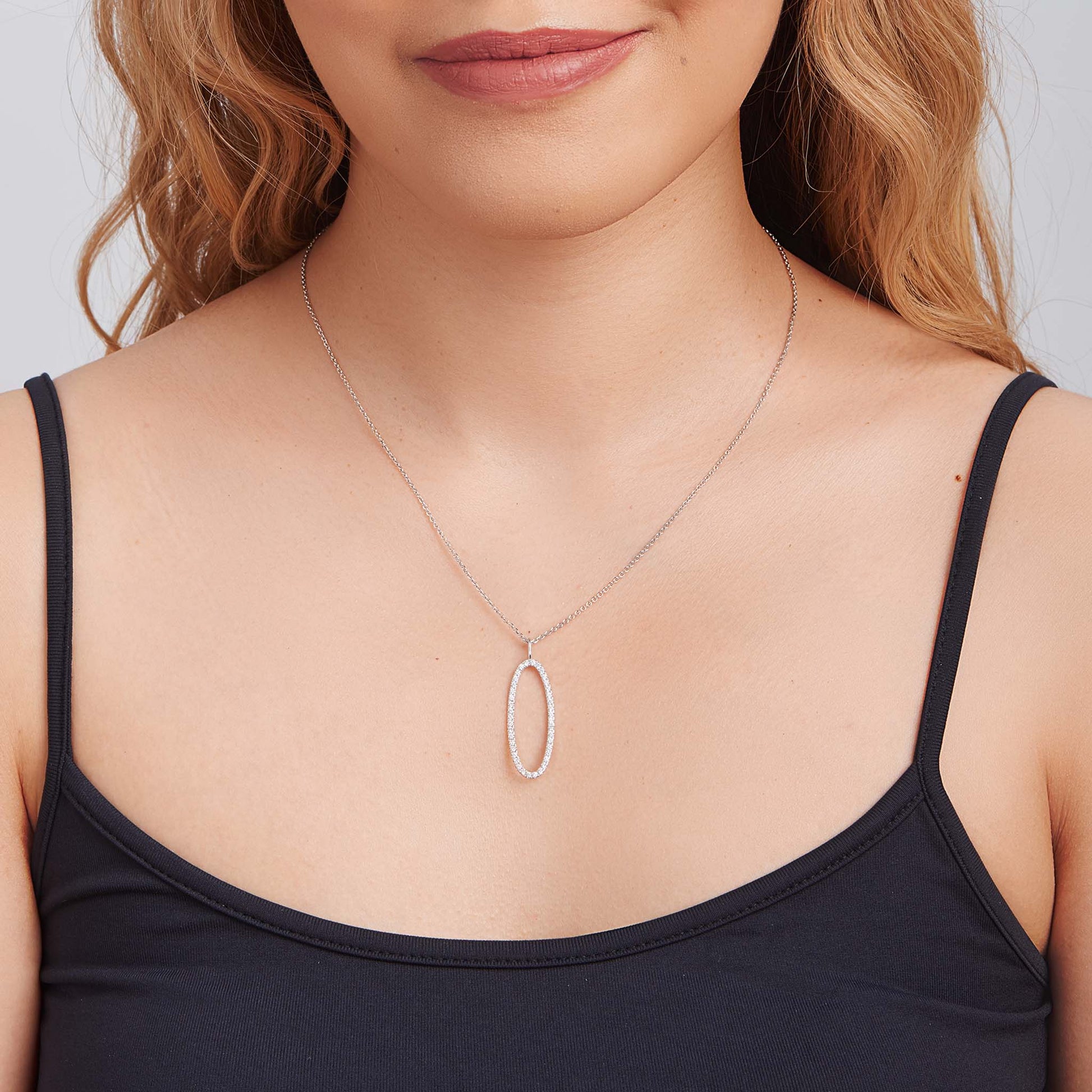 Type Letter O Diamond Pendant Necklace - Mimi So