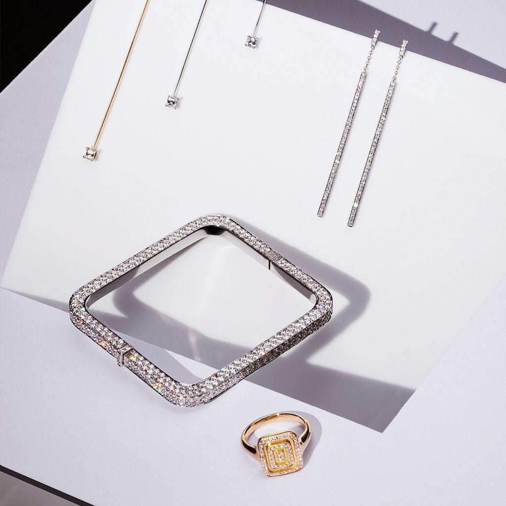 Mimi So Piece Square Diamond Drop Earrings - Medium