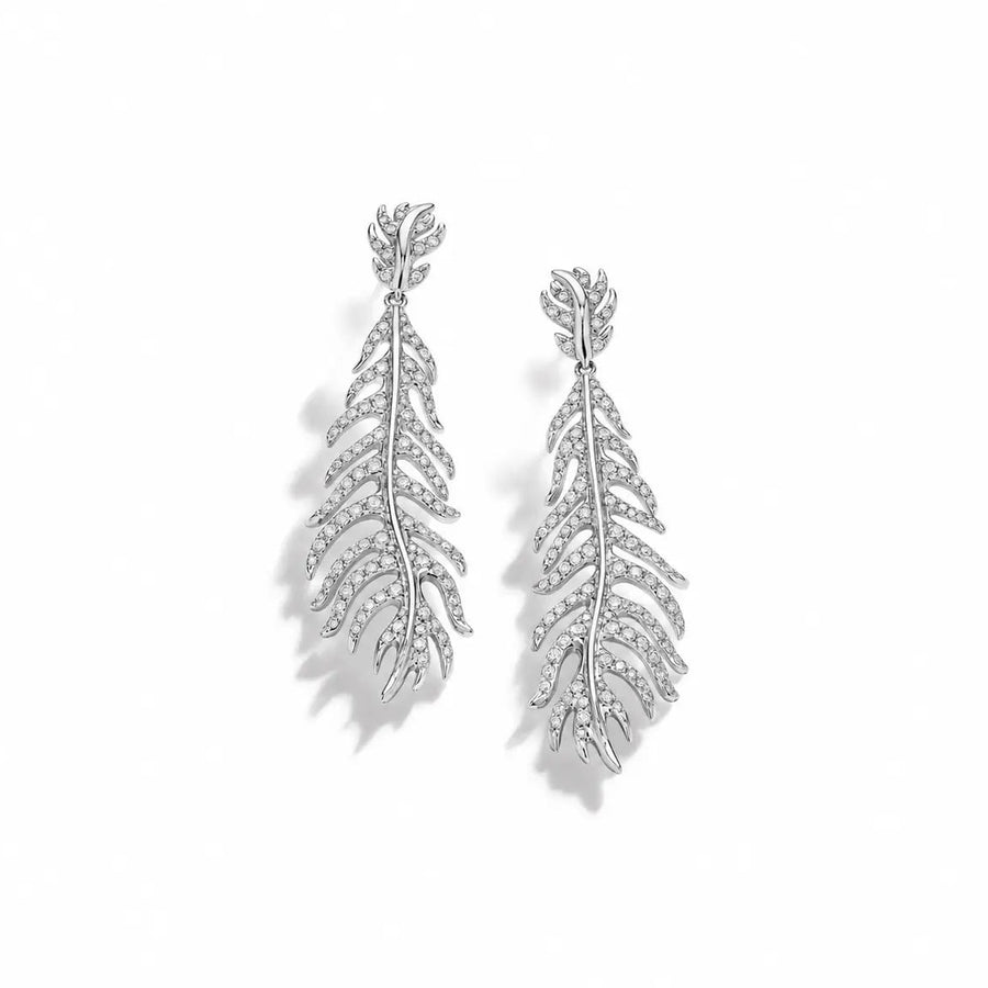 Phoenix Feather Diamond Earrings - Medium Mimi So