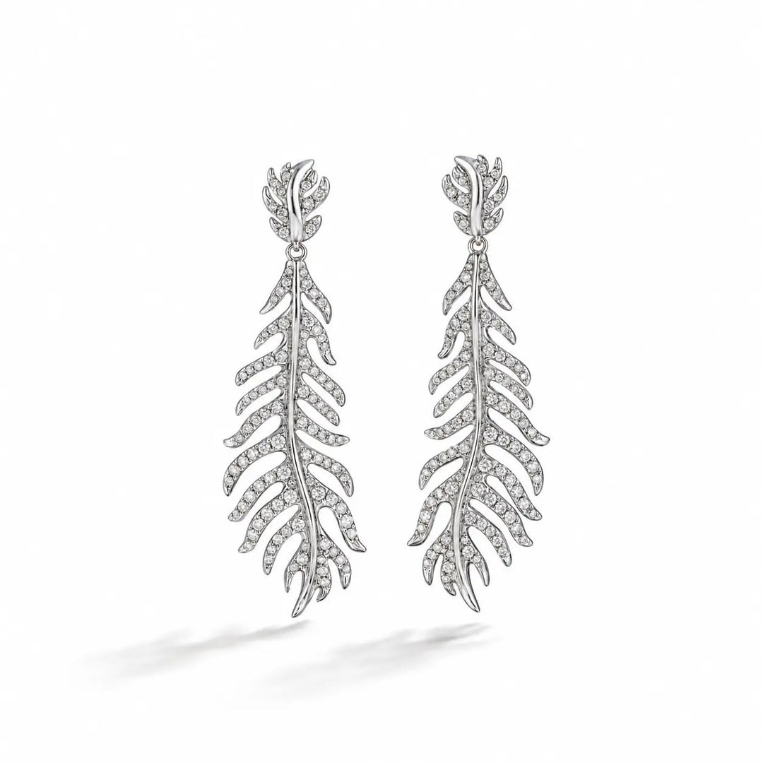 Phoenix Feather Diamond Earrings - Medium Mimi So