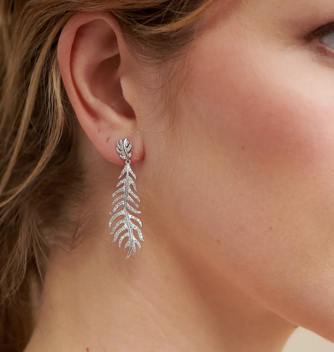 Phoenix Feather Diamond Earrings - Medium Mimi So