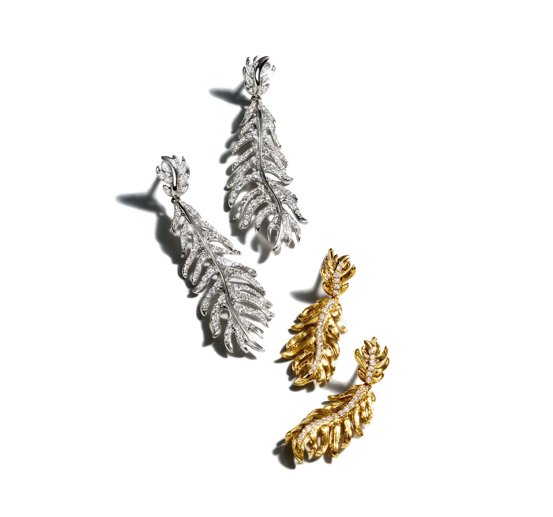 Phoenix Feather Diamond Earrings Mimi So