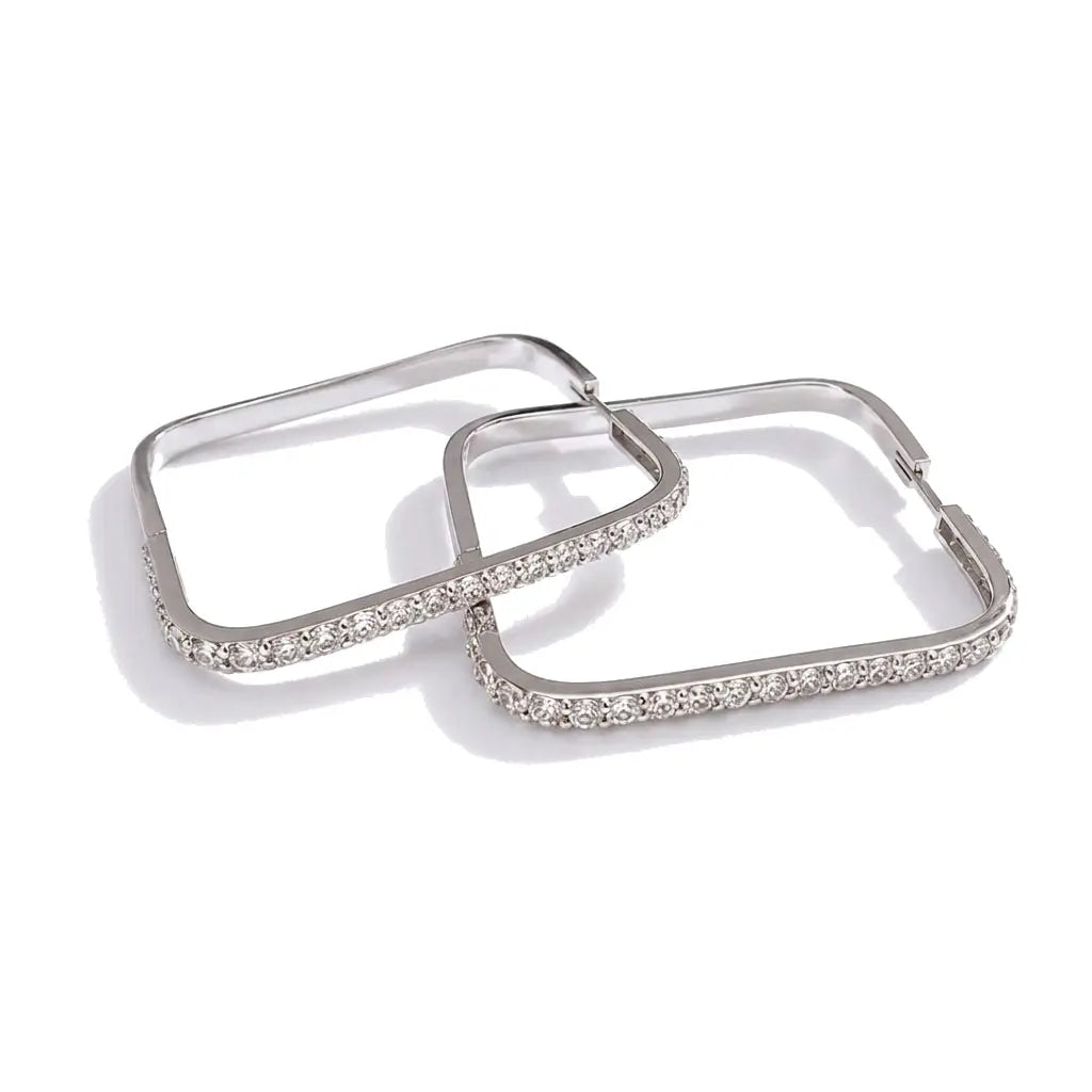 Piece Square Hoop Diamonds Earring Mimi So