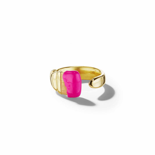 Parsons Brush Ring Large Pink Enamel_18k Yellow Gold