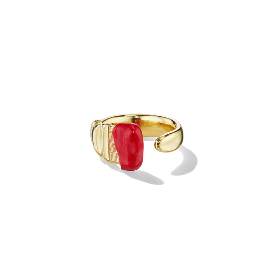 Parsons Brush Ring Limited Edition Large Red Enamel_18k Yellow Gold