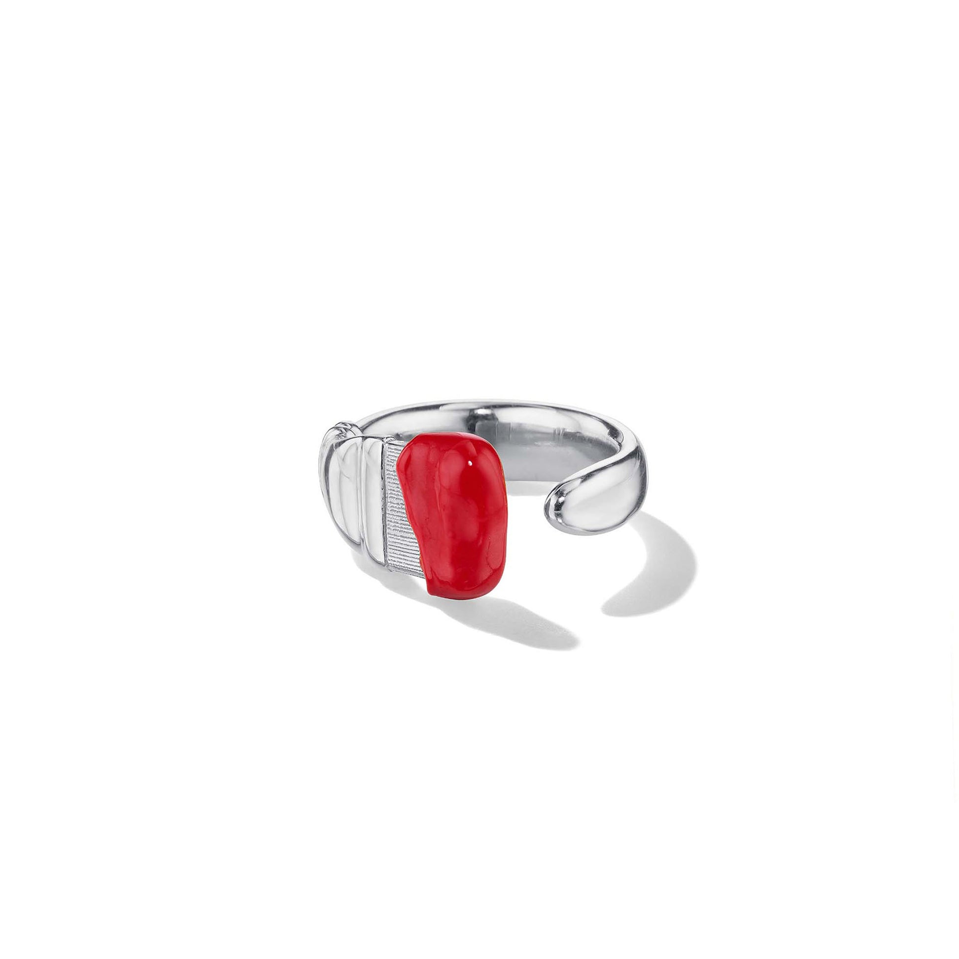 Parsons Brush Ring Limited Edition Large Red Enamel_18k White Gold
