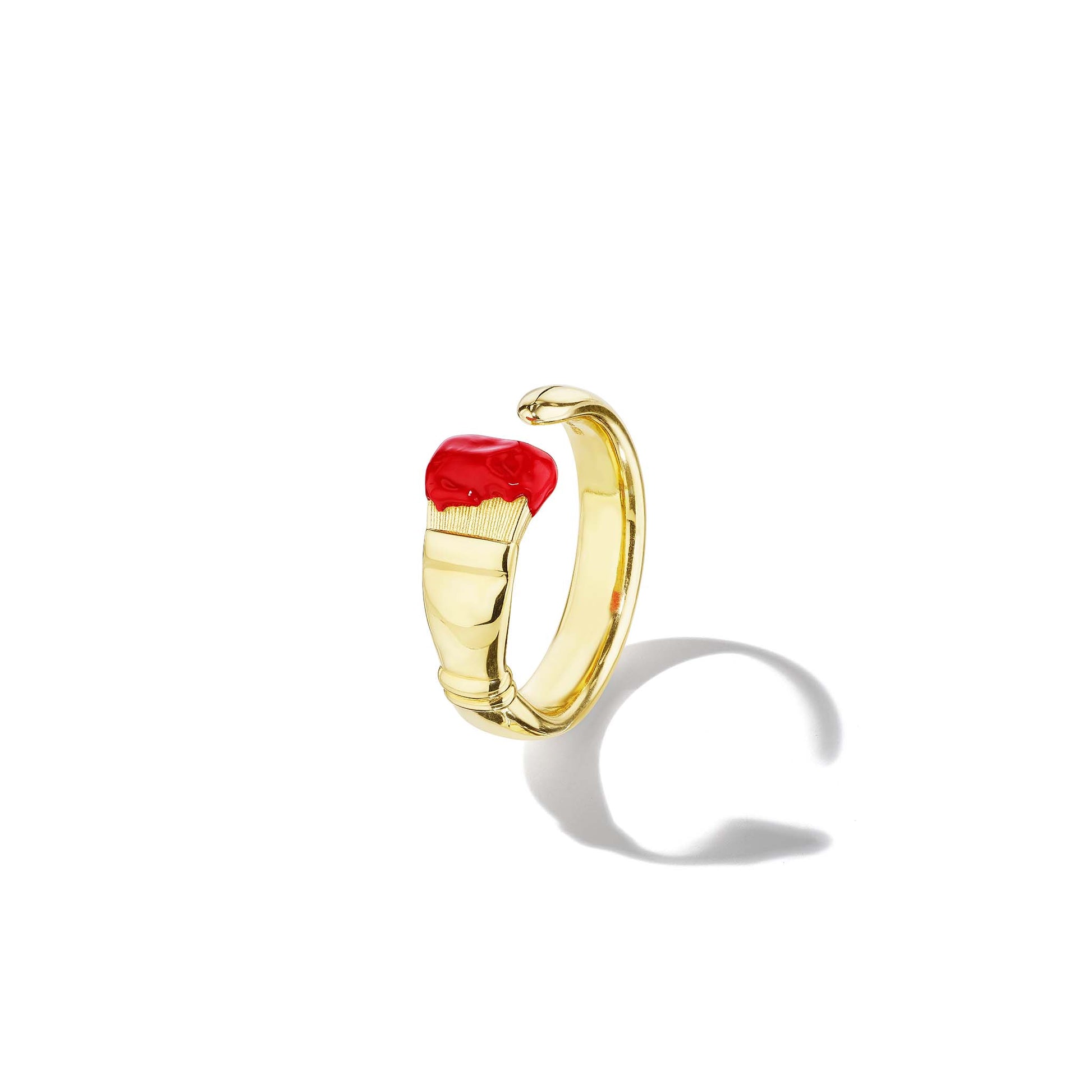 Mimi So Parsons Paintbrush Ring – Limited Edition Medium Red Enamel 18k Yellow Gold