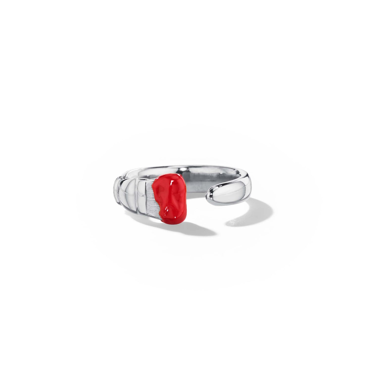 Mimi So Parsons Paintbrush Ring – Limited Edition Medium Red Enamel_18k White Gold