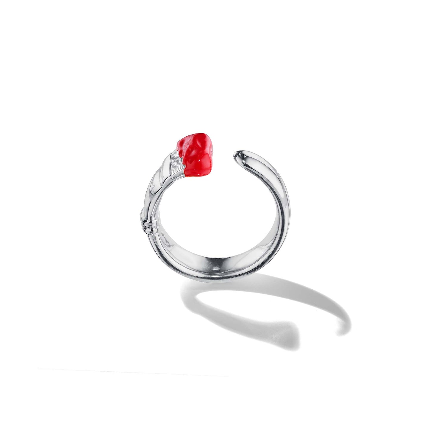 Mimi So Parsons Paintbrush Ring – Limited Edition Medium Red Enamel 18k White Gold