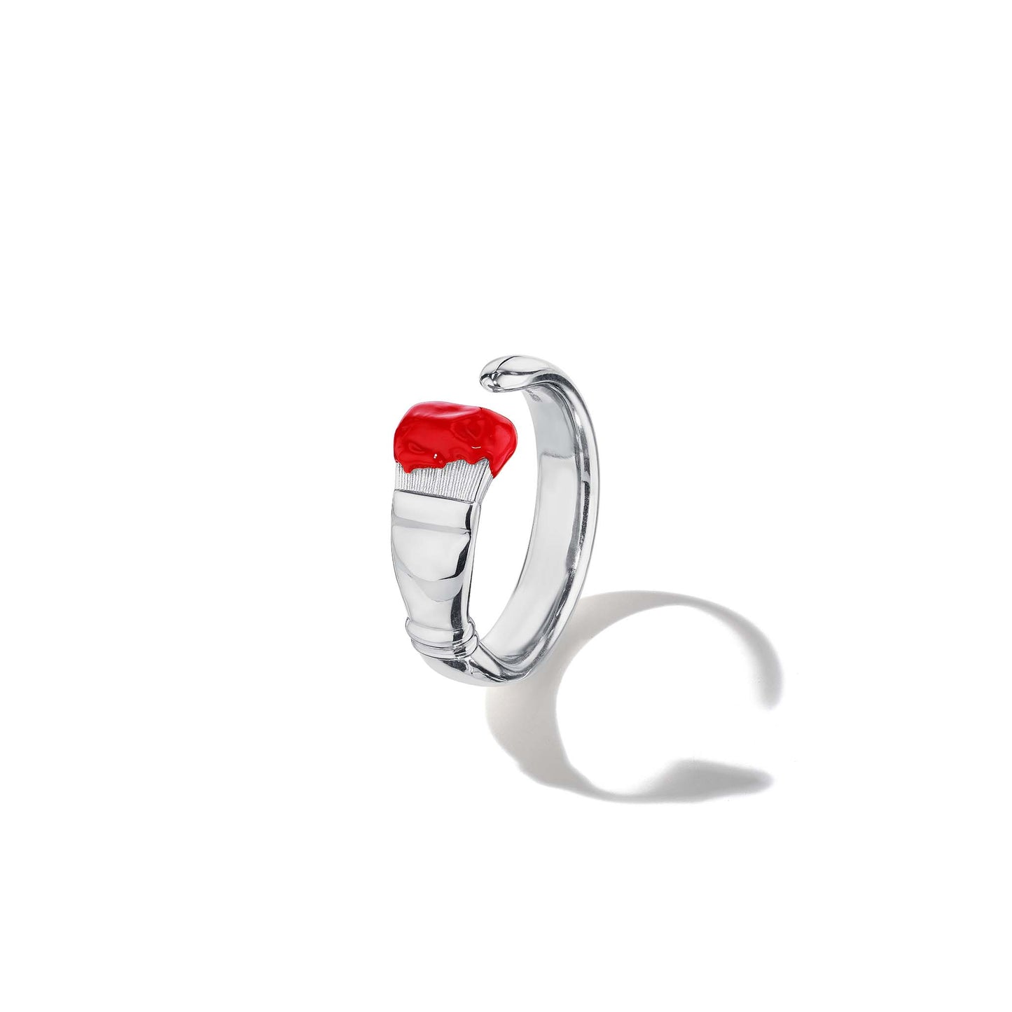 Mimi So Parsons Paintbrush Ring – Limited Edition Medium Red Enamel 18k White Gold