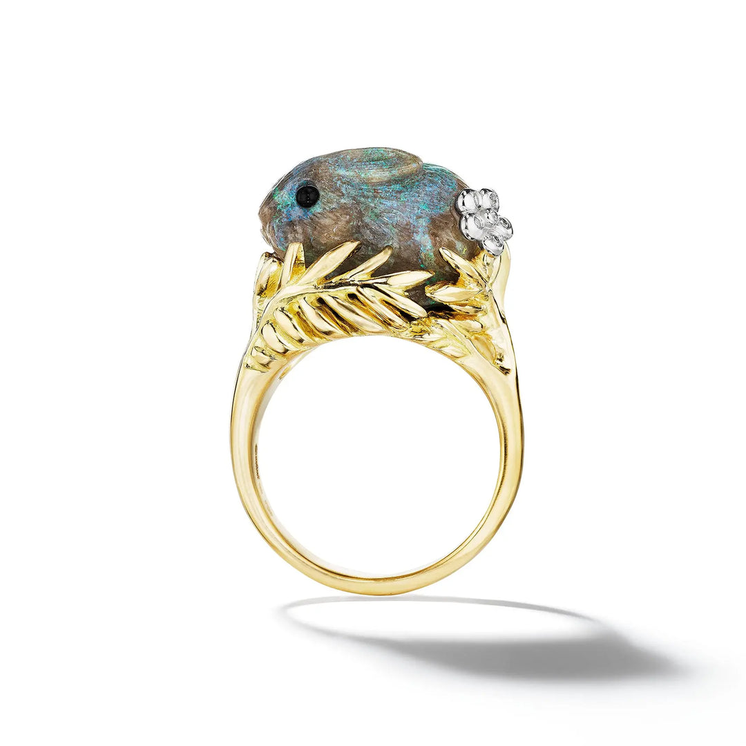 Wonderland Andamooka Opal Bunny Ring Mimi So