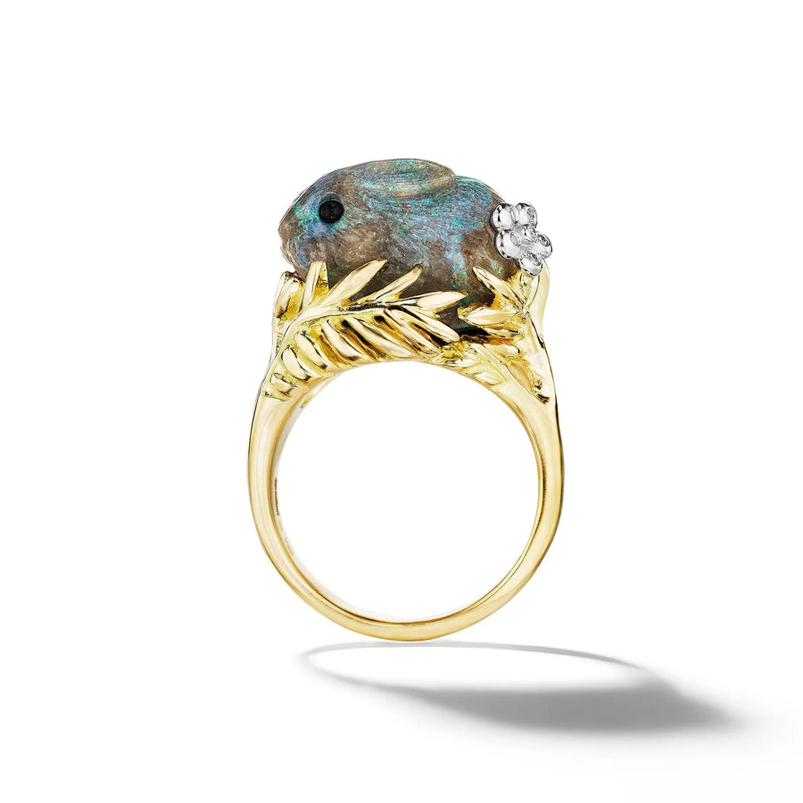 Wonderland Andamooka Opal Bunny Ring Mimi So