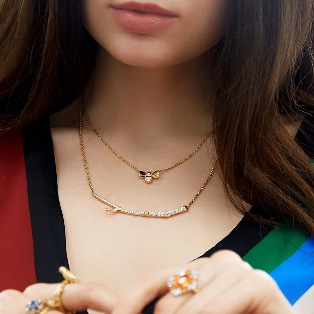 Wonderland Bumble Bee Pendant Necklace - Mimi So