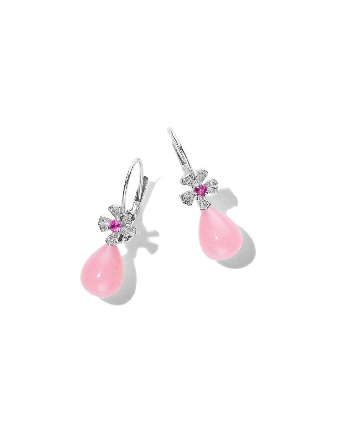 Wonderland Drop Pink Opal Diamond Earrings Mimi So
