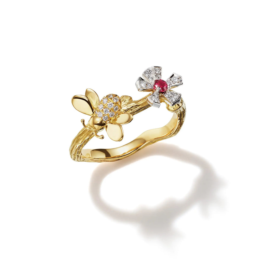 Wonderland Stackable Bumble Bee Orchid Ring Mimi So