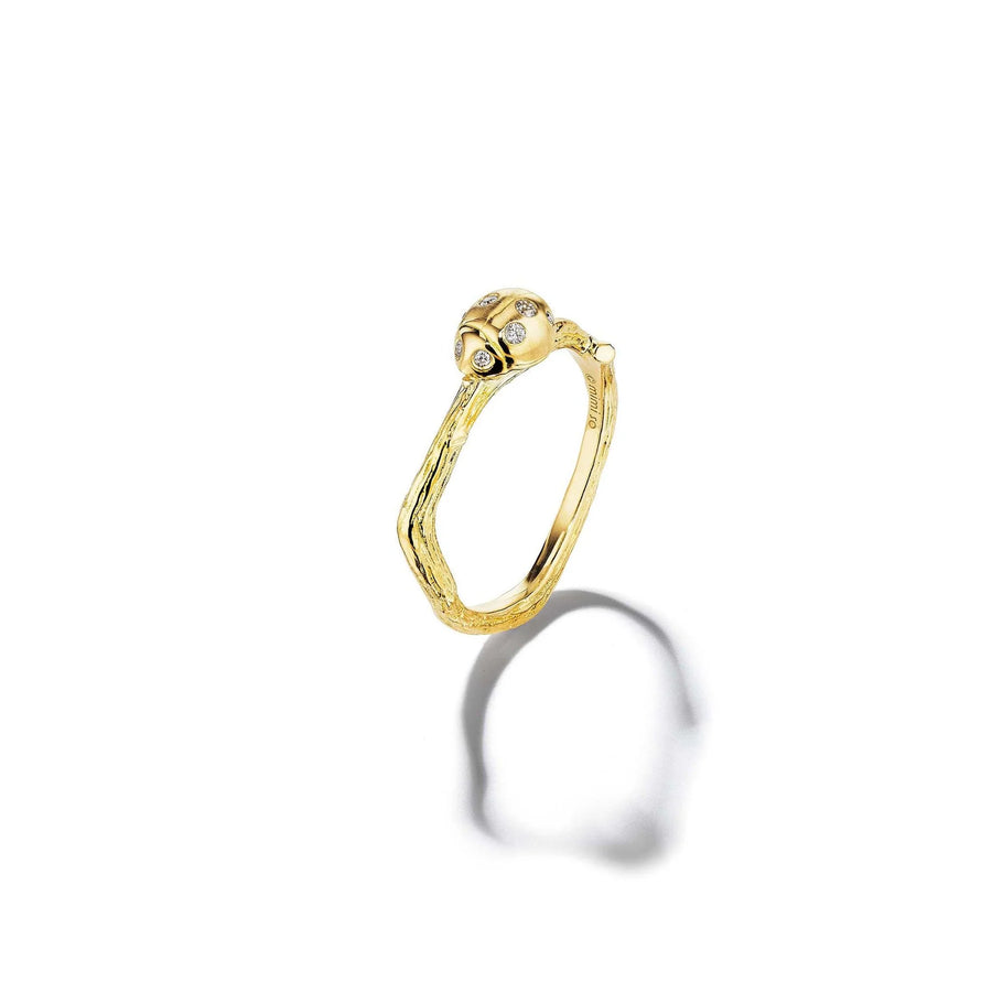 Wonderland Stackable Ladybug ring 18k yellow gold and diamonds