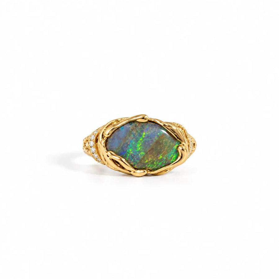 ZoZo Blue Boulder Opal Diamond Ring Mimi So