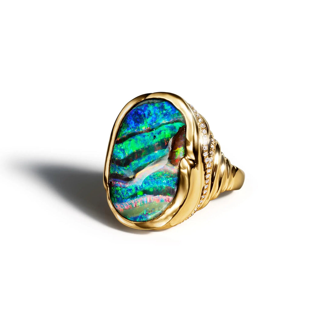 ZoZo Grand Boulder Opal & Pavé Ring Mimi So