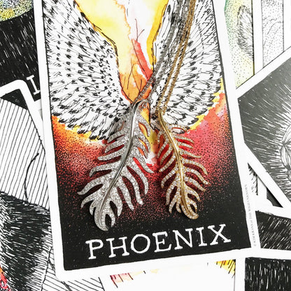 Phoenix Feather Diamond Earrings - Large