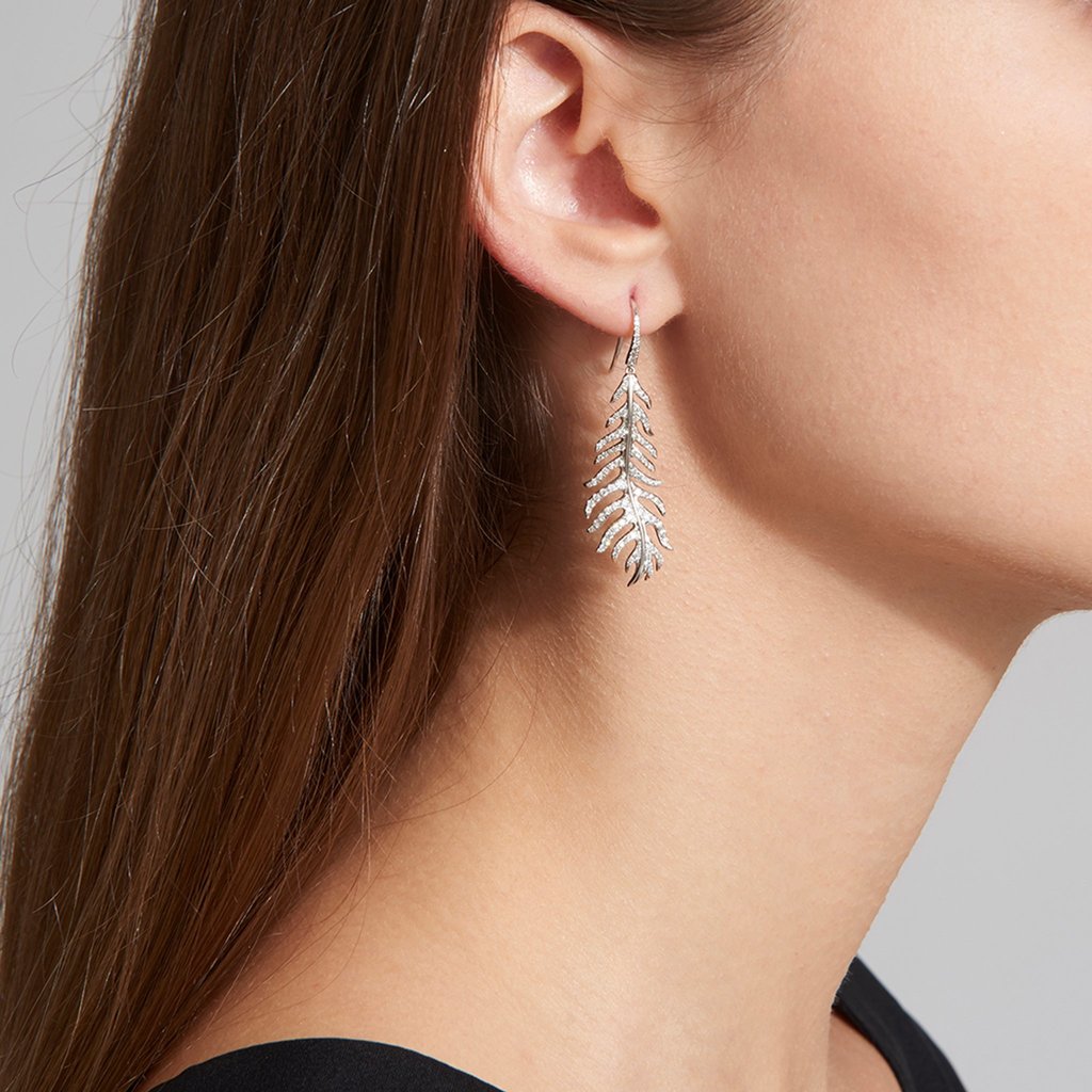 Phoenix Feather Diamond Earrings - Large - Mimi So