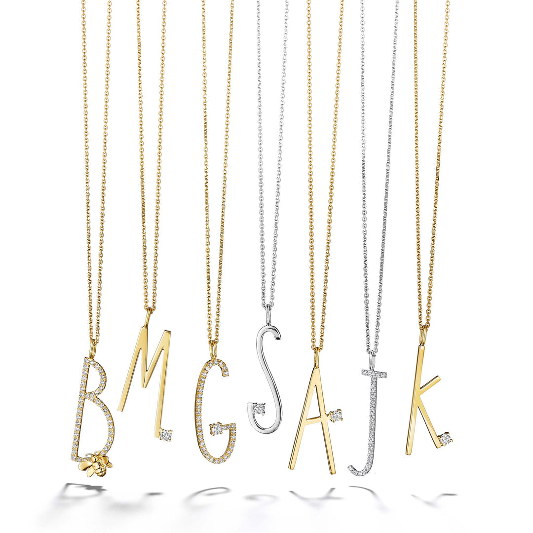 Type Letter K Diamond Pendant Necklace - Mimi So