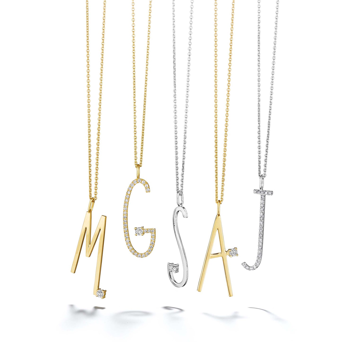 Type Letter M Diamond Pendant Necklace