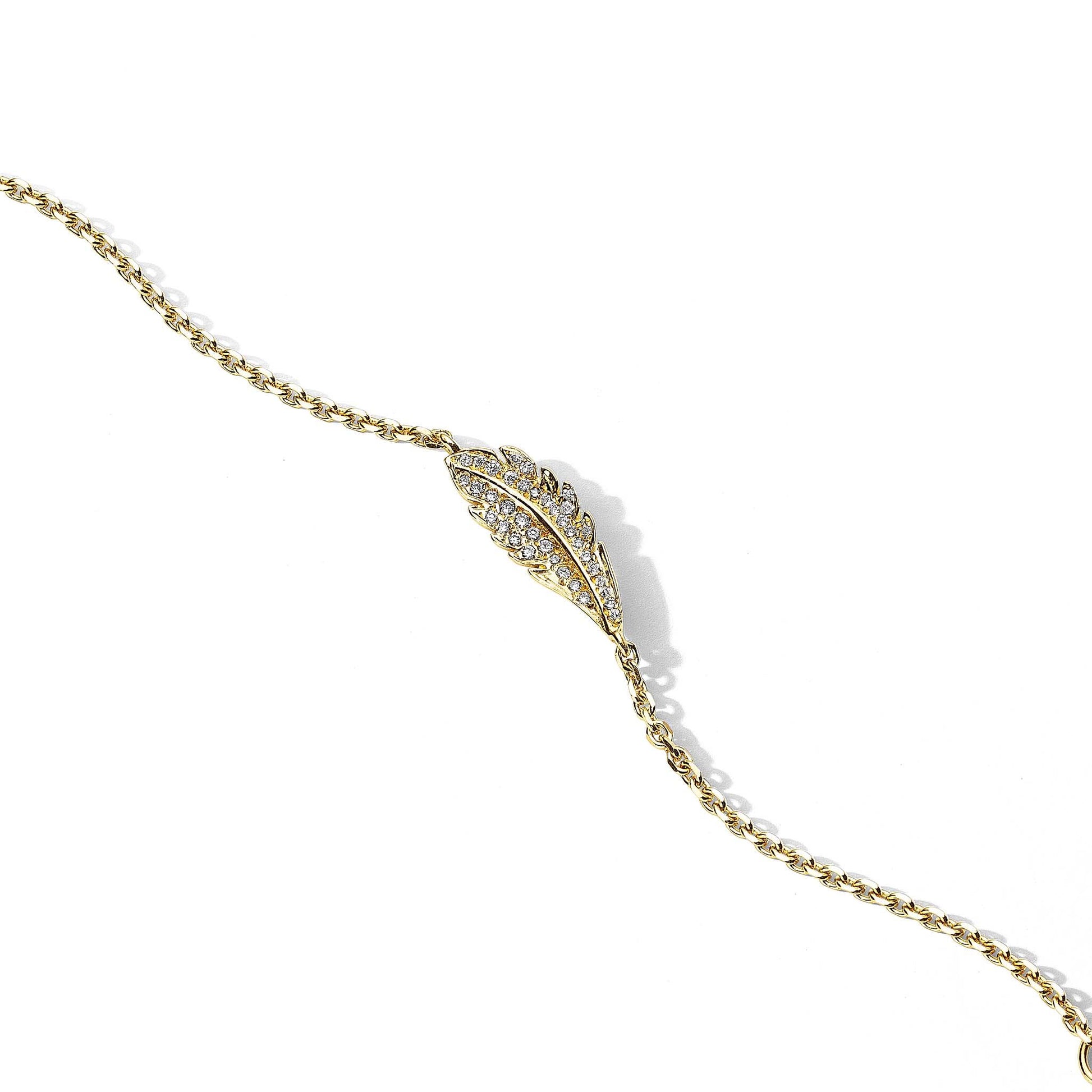 Phoenix Feather Pavé Diamond Bracelet 18k Yellow gold