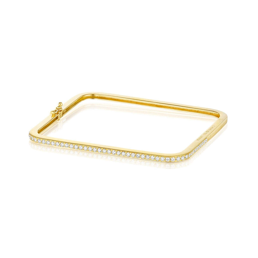 Piece Square Diamond Bangle_18k Yellow Gold