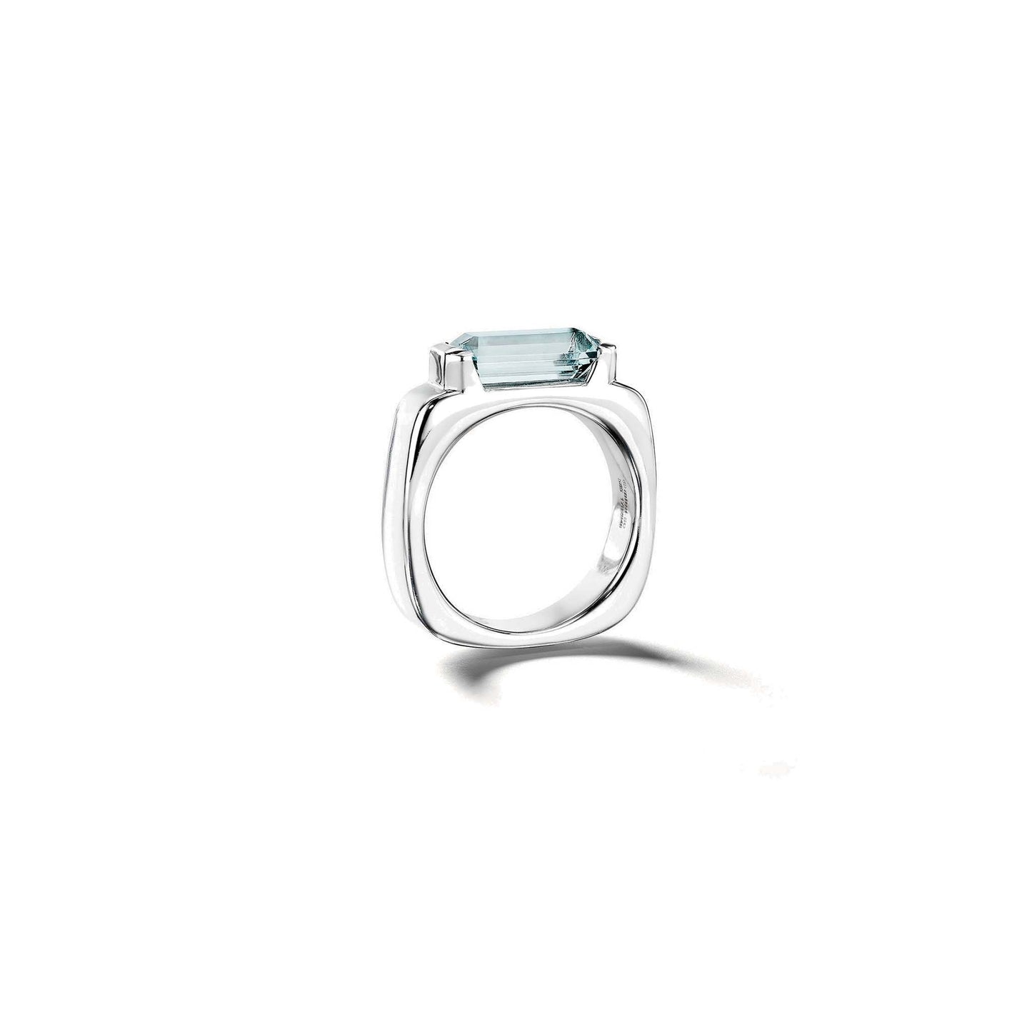 Piece Square Aquamarine Engagement Ring 