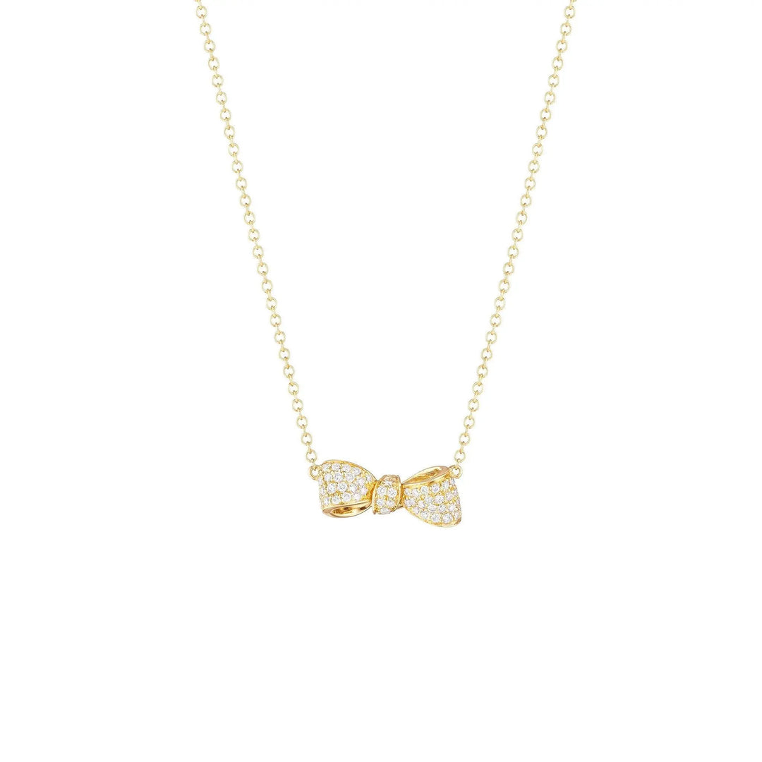 MImi So Bow Diamond Necklace Petite 18k Yellow Gold