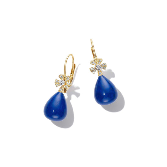 Wonderland Teardrop Blue Lapis & Diamond Earrings – Medium_18k Yellow Gold