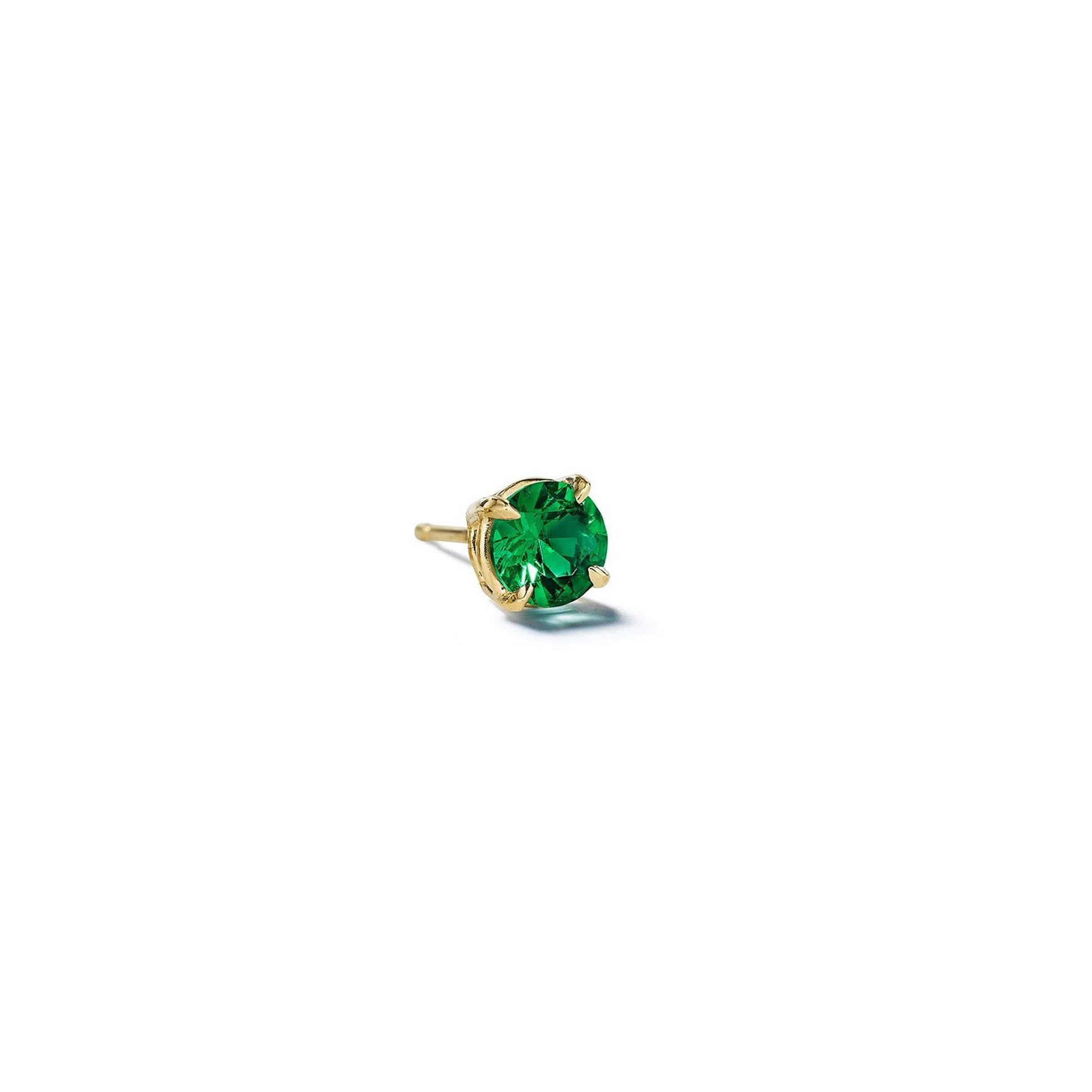 Mimi-So-Round-Brilliant-Cut-Emerald-Single-Stud_18k Yellow Gold