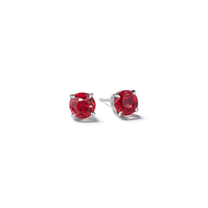 Round-brilliant-cut-ruby-stud-earrings_18k White Gold