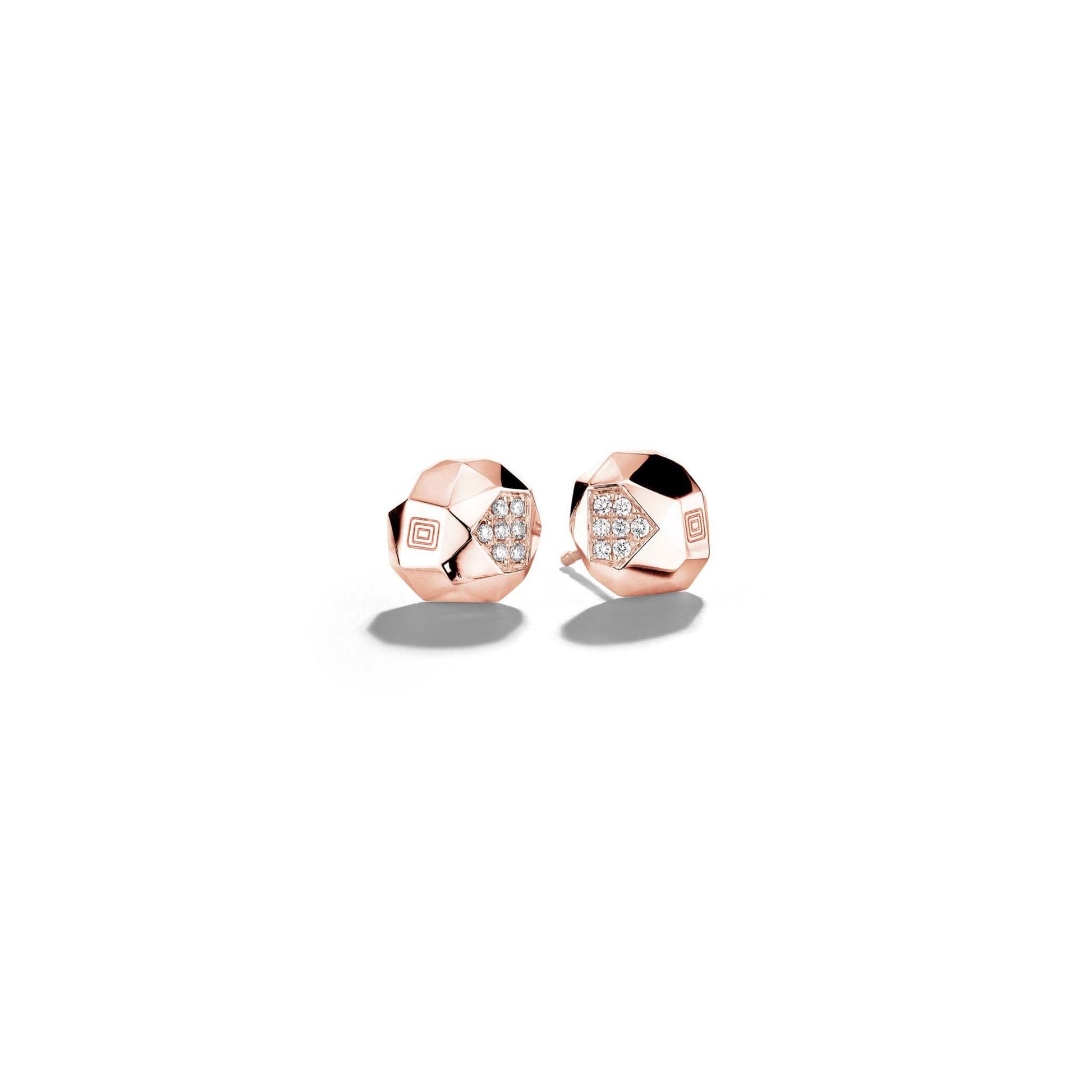 Jackson Switch Faceted Diamond Studs_18k Rose Gold