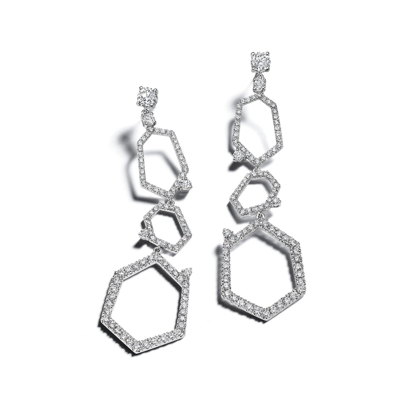 Jackson 3-Drop Pave Diamond Earrings_18k White Gold