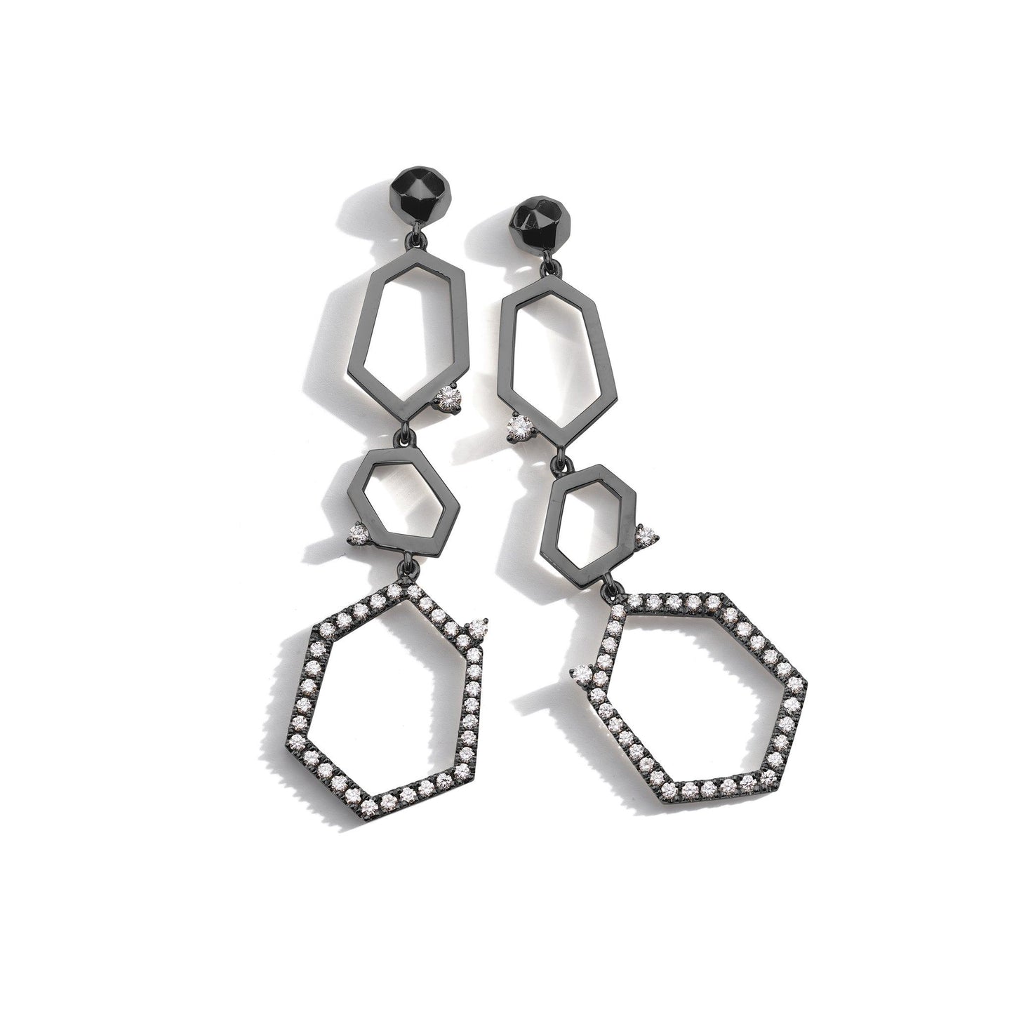 Mimi-So-Jackson-Collection-3-Drop-Link-Earrings_18k Black Gold