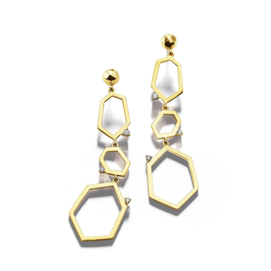 Jackson 3-Drop Link Earrings_18k Yellow Gold