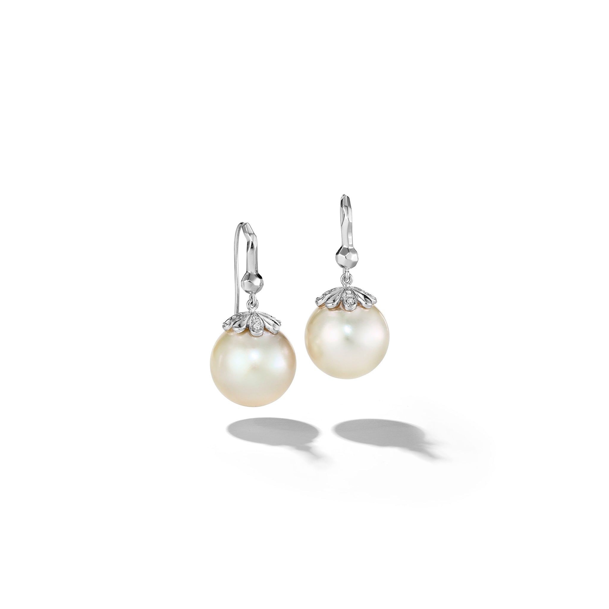 50s Champagne Pearl Earrings in Gold and Ivory