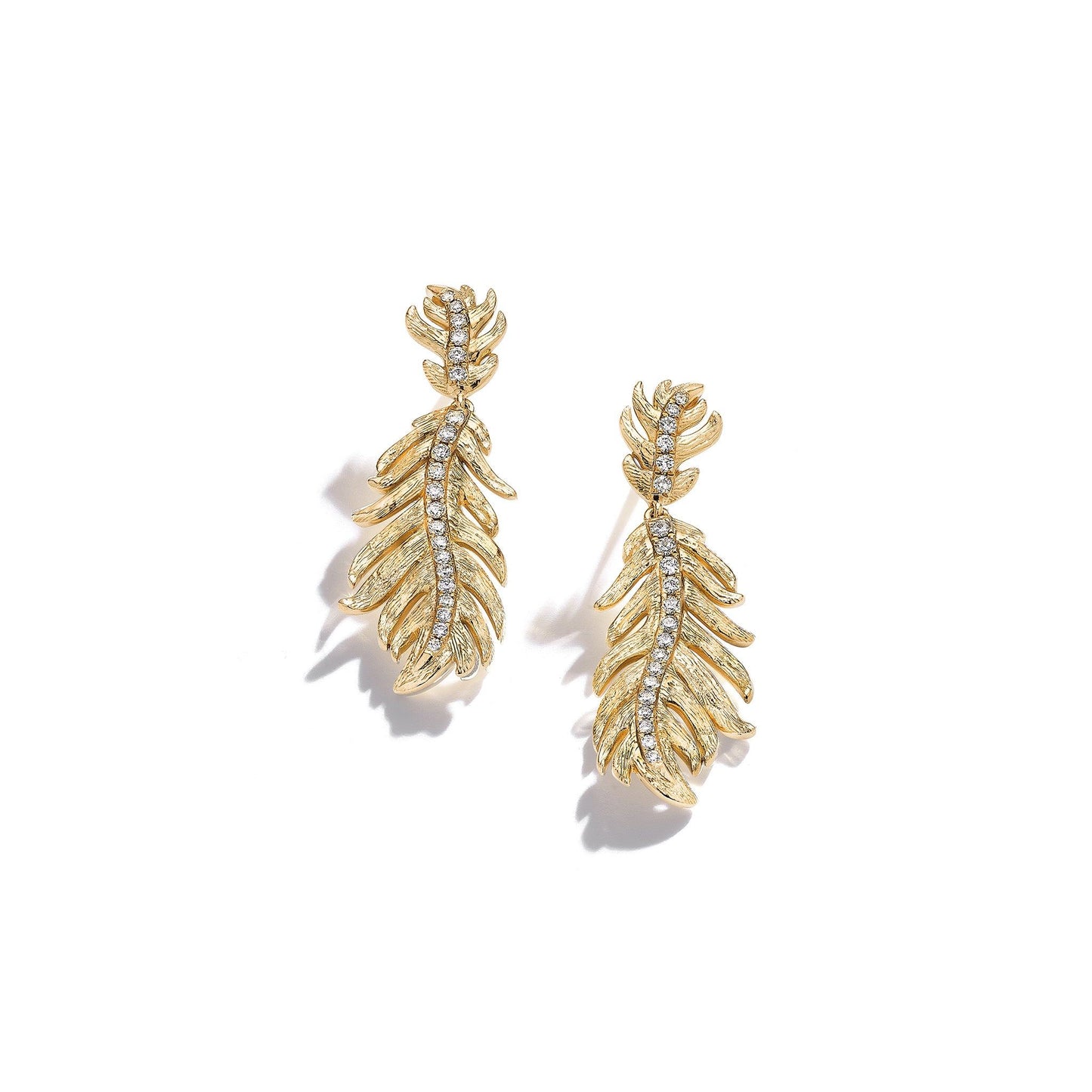 Mimi So Phoenix Feather Diamond Earrings Small_18k Yellow Gold