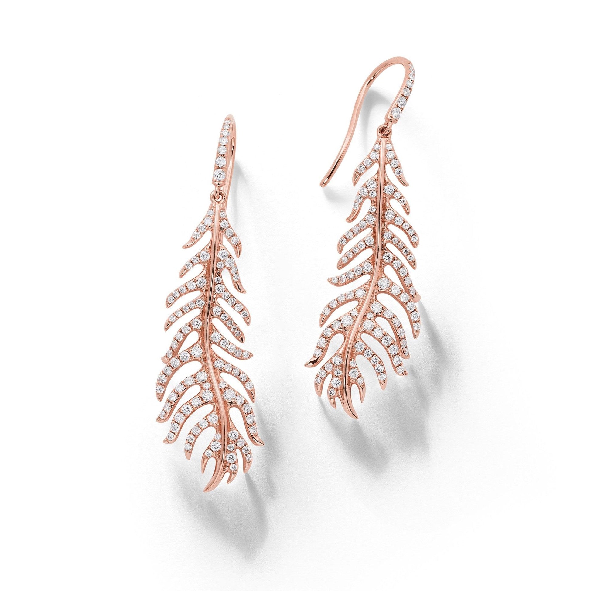 Phoenix Feather Diamond Earrings_18k Rose Gold