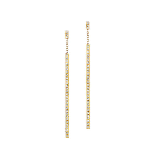 Piece Stick Diamond Earrings_18k Yellow Gold