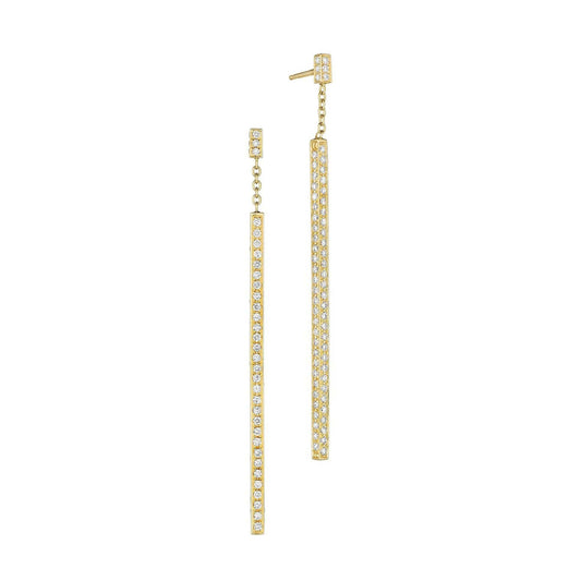 Piece Stick 3D Diamond Earrings_18k Yellow Gold
