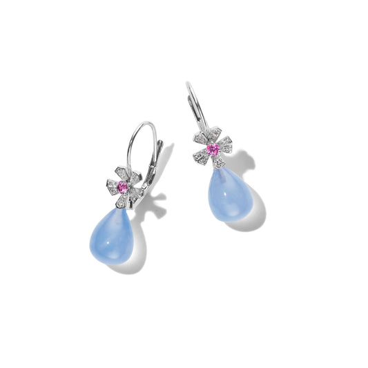 Wonderland Teardrop Chalcedony Earrings – Small_18k White Gold