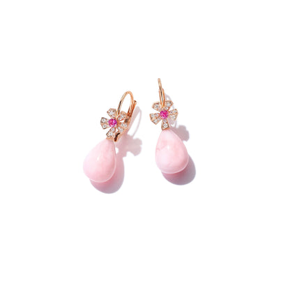 Wonderland Teardrop Pink Opal Earrings_18k Rose Gold
