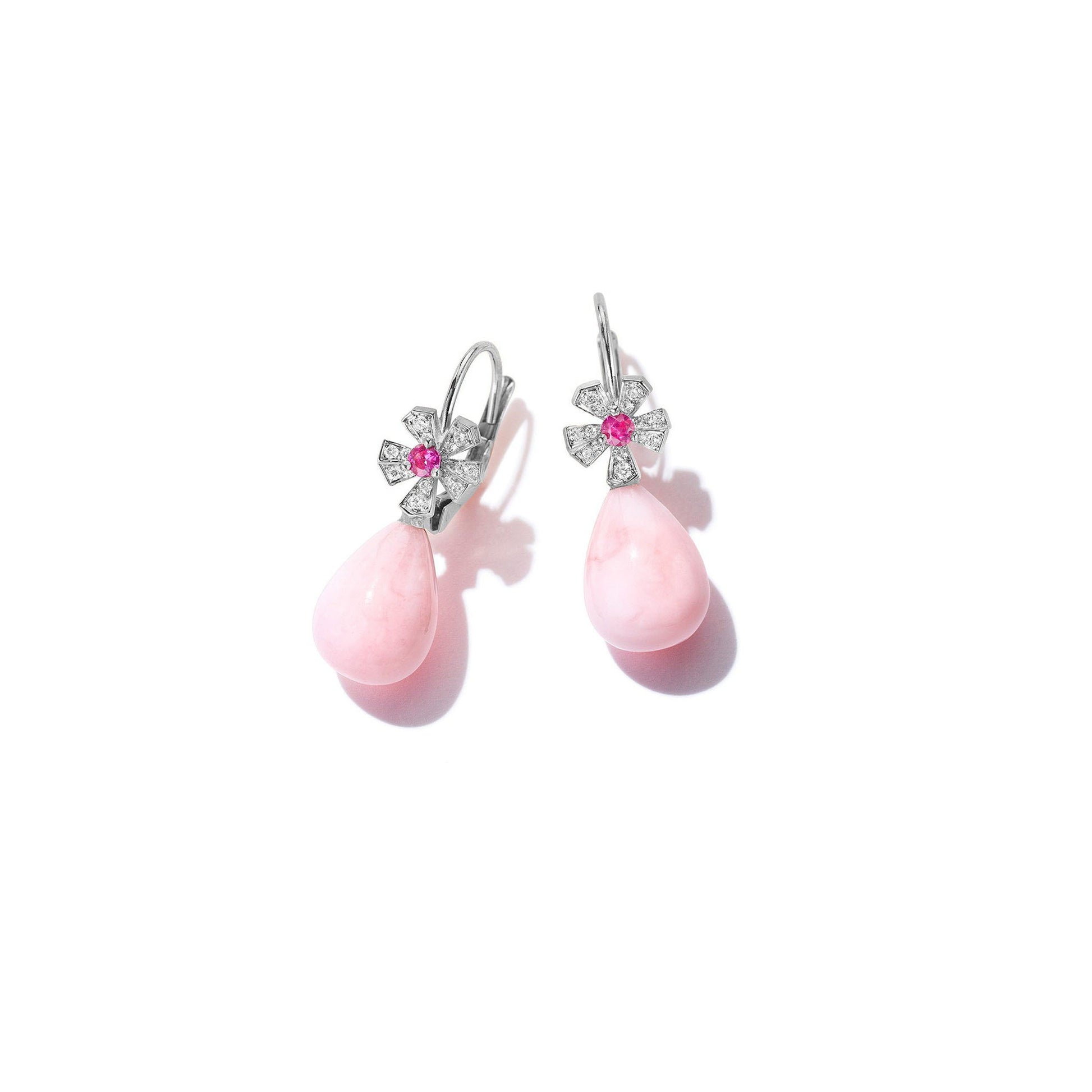 Wonderland Teardrop Pink Opal Earrings_18k White Gold
