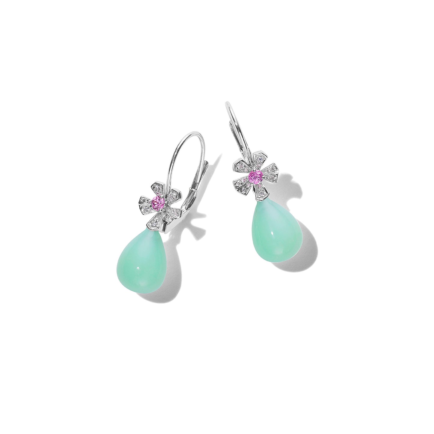 Mimi So Wonderland Teardrop Green Opal Earrings_18k White Gold