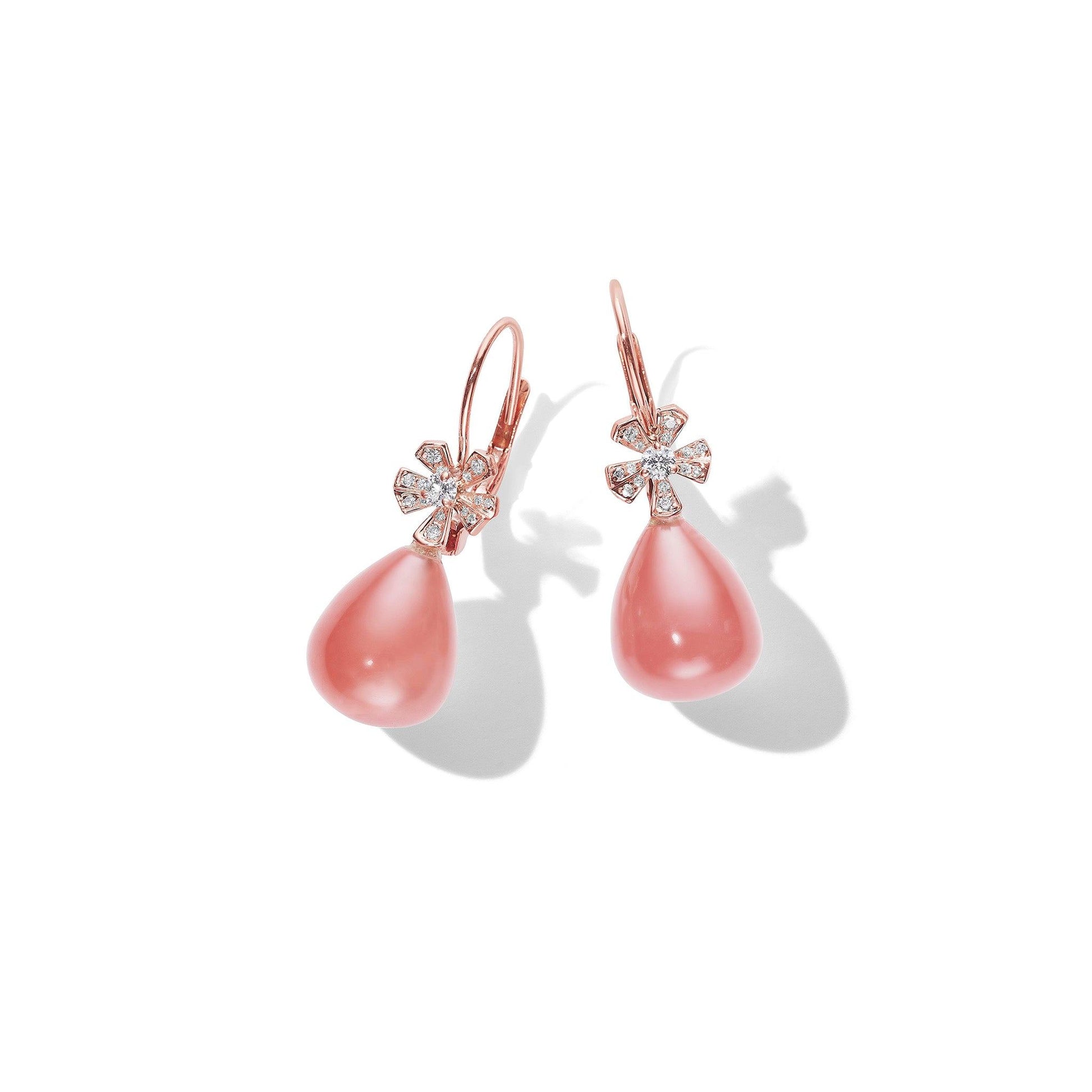 Mimi So Wonderland Teardrop Rhodocrosite & Diamond Earrings_18k Rose Gold