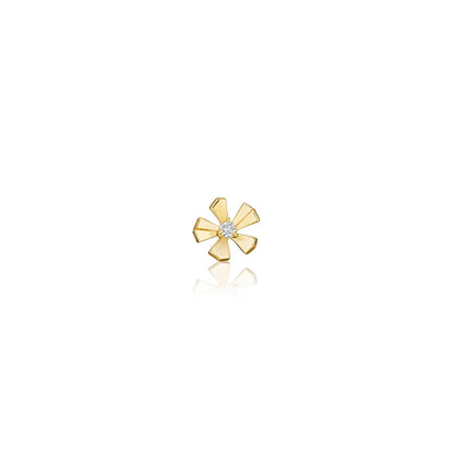 Mimi So Wonderland Orchid Flower Diamond Single Stud_18k Yellow Gold
