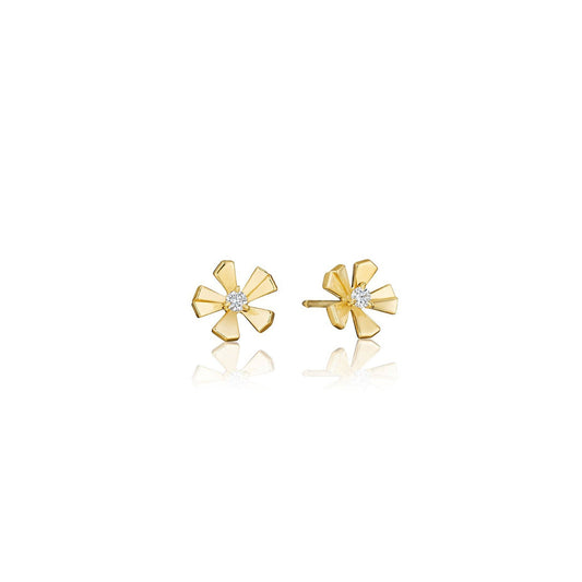Mimi So Wonderland Diamond Orchid Flower Stud Earrings_18k Yellow Gold